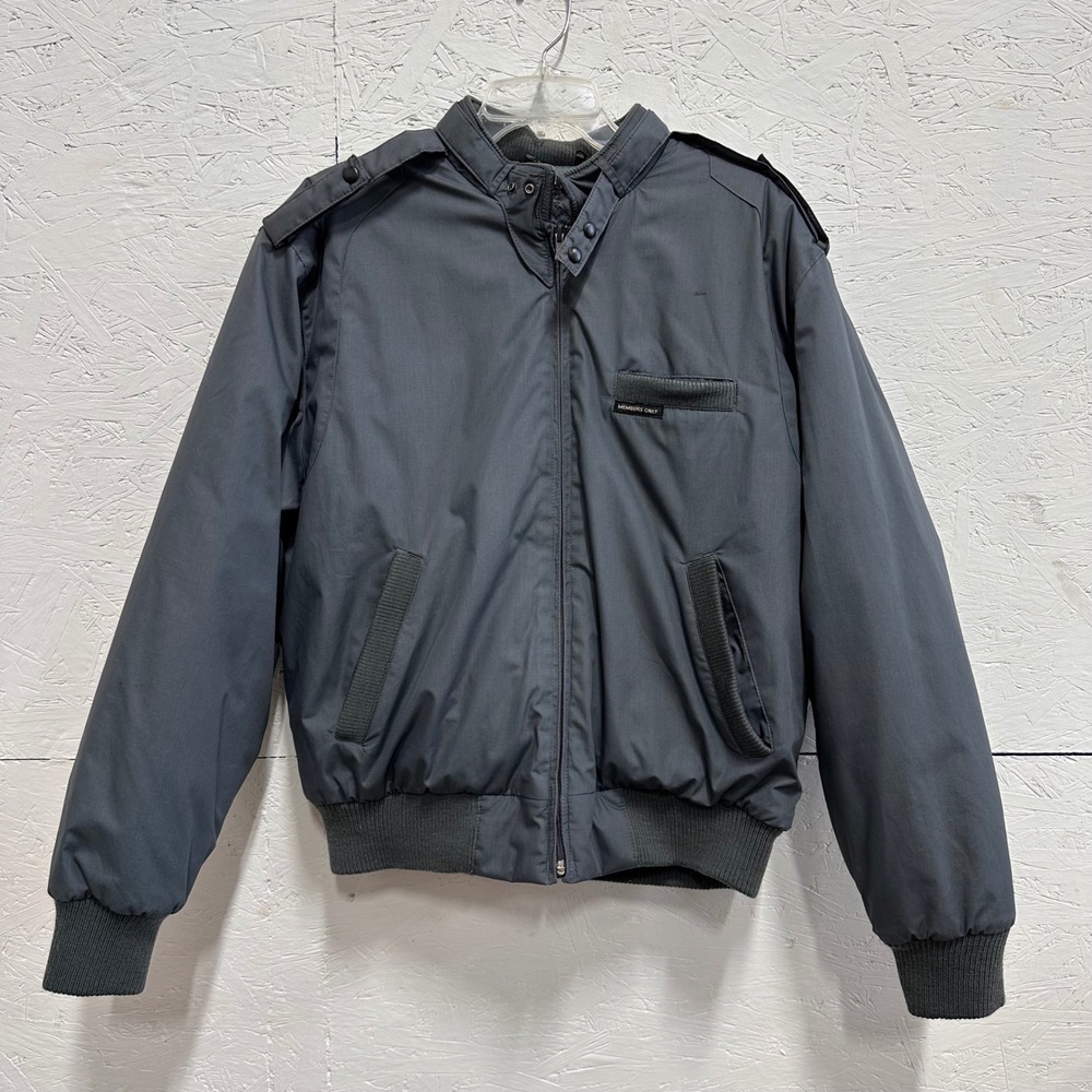 Members Only Sz 40 Racer Jacket Gray Heavyweight Filled Vintage 80s Retro Bomber